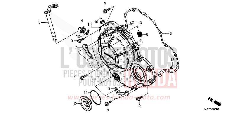 RIGHT CRANKCASE COVER for CBR500R ABS SEAL SILVER METALLIC (NHA14) from 2014